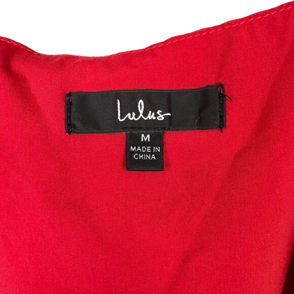 Lulus Much to Celebrate Red Swiss Dot Flutter Sleeve Wrap Mini Dress - Picture 13 of 14